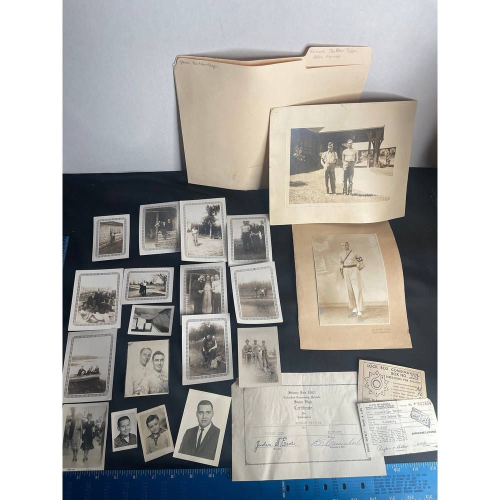 Antique Family Photo Ephemera Lot 1930s-60s Indiana Military MP‎ Documents